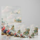 Birds near a Mountain Stream - Colorful Rustic Nature Scene By Herman Henstenburgh canvas wall art - Image 4