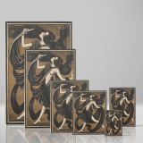 Danseres met Draperie'n - Stylized Nude Dancer in Drapes By Henk Schilling canvas wall art - Image 4