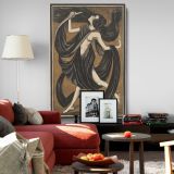 Danseres met Draperie'n - Stylized Nude Dancer in Drapes By Henk Schilling canvas wall art - Image 8