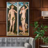 Adam and Eve - Biblical Nude Figures with Serpent By Lucas Cranach the Elder canvas wall art
