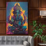 Lord Ganesha - Vibrant Pop Hindu Spiritual Art canvas wall art