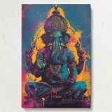 Lord Ganesha - Vibrant Pop Hindu Spiritual Art canvas wall art - Image 7