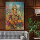 Ganesha Painting - Bold Divine Symbolism in Rich Colors canvas wall art