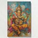 Ganesha Painting - Bold Divine Symbolism in Rich Colors canvas wall art - Image 7