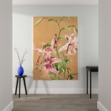 Lilies - Pink Botanical Flowers on Beige By L. Prang & Co. canvas wall art - Image 2