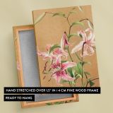 Lilies - Pink Botanical Flowers on Beige By L. Prang & Co. canvas wall art - Image 6