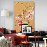 Lilies - Pink Botanical Flowers on Beige By L. Prang & Co. canvas wall art - Image 8