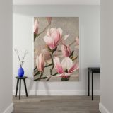 Magnolia - Soft Pink Blossoms on Gray Background By L. Prang & Co. canvas wall art - Image 2