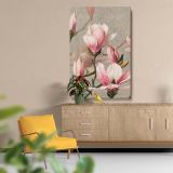 Magnolia - Soft Pink Blossoms on Gray Background By L. Prang & Co. canvas wall art - Image 5