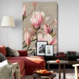Magnolia - Soft Pink Blossoms on Gray Background By L. Prang & Co. canvas wall art - Image 8