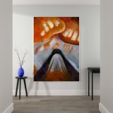 Mountain and Sky - Abstract Natural Forms in Orange and Blue By Arthur Dove canvas wall art - Image 2