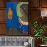 Sita - Mystical Blue-Green Portrait By Odilon Redon canvas wall art