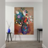 Bouquet of Flowers - Vibrant Pastel in Blue Vase By Odilon Redon canvas wall art - Image 2