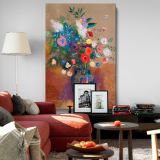 Bouquet of Flowers - Vibrant Pastel in Blue Vase By Odilon Redon canvas wall art - Image 8