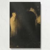 Glowing Figure Before Archway - Ghostly Vision in Black and White By Odilon Redon canvas wall art - Image 7