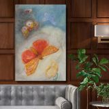 Papillons et Fleur - Dreamy Butterfly and Floral Scene By Odilon Redon canvas wall art