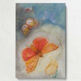 Papillons et Fleur - Dreamy Butterfly and Floral Scene By Odilon Redon canvas wall art - Image 7