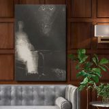 I Continued to Gaze on the Chair - Surreal Misty Figure By Odilon Redon canvas wall art