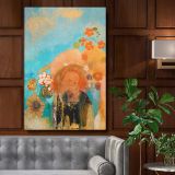 Evocation of Roussel - Dreamy Abstract Floral Portrait By Odilon Redon canvas wall art