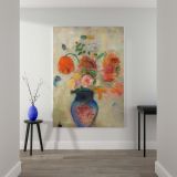 Large Vase with Flowers - Pastel Floral Still Life By Odilon Redon canvas wall art - Image 2
