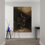 Primitive Man - Solitary Seated Nude in Shadows By Odilon Redon canvas wall art - Image 2
