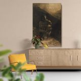 Primitive Man - Solitary Seated Nude in Shadows By Odilon Redon canvas wall art - Image 5