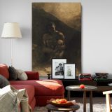 Primitive Man - Solitary Seated Nude in Shadows By Odilon Redon canvas wall art - Image 8