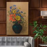 Wildflowers - Red, Blue & Yellow Floral Bouquet By Odilon Redon canvas wall art