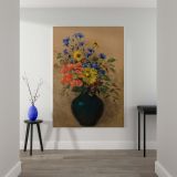 Wildflowers - Red, Blue & Yellow Floral Bouquet By Odilon Redon canvas wall art - Image 2