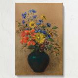 Wildflowers - Red, Blue & Yellow Floral Bouquet By Odilon Redon canvas wall art - Image 7