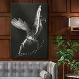 Angel with Chain - Dramatic Celestial Figure on Black By Odilon Redon canvas wall art