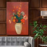 Bouquet in a Chinese Vase - Wild Garden Blooms By Odilon Redon canvas wall art