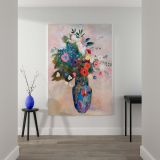 Bouquet of Flowers - Bold Colors in Dreamy Blue Vase By Odilon Redon canvas wall art - Image 2