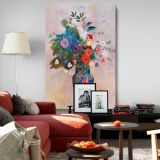 Bouquet of Flowers - Bold Colors in Dreamy Blue Vase By Odilon Redon canvas wall art - Image 8
