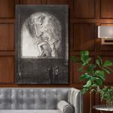 Light - Giant Head in Window Observed in Silence By Odilon Redon canvas wall art