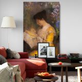 Madame Arthur Fontaine - Woman Embroidering in Yellow By Odilon Redon canvas wall art - Image 8