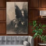 Pegasus and Bellerophon - Mythical Winged Horse Scene By Odilon Redon canvas wall art