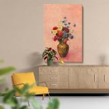 Flowers in a Vase - Colorful Wild Blooms on Pink By Odilon Redon canvas wall art - Image 5
