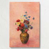 Flowers in a Vase - Colorful Wild Blooms on Pink By Odilon Redon canvas wall art - Image 7