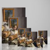 The Guitar Player - Young Woman with Lute By Johannes Vermeer canvas wall art - Image 4