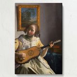 The Guitar Player - Young Woman with Lute By Johannes Vermeer canvas wall art - Image 7
