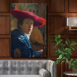 Girl with the Red Hat - Dutch Golden Age Elegance By Johannes Vermeer canvas wall art