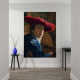 Girl with the Red Hat - Dutch Golden Age Elegance By Johannes Vermeer canvas wall art - Image 2
