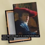 Girl with the Red Hat - Dutch Golden Age Elegance By Johannes Vermeer canvas wall art - Image 6