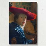 Girl with the Red Hat - Dutch Golden Age Elegance By Johannes Vermeer canvas wall art - Image 7