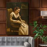 The Letter - Woman Reading in Soft Light By Jean-Baptiste-Camille Corot canvas wall art