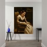 The Letter - Woman Reading in Soft Light By Jean-Baptiste-Camille Corot canvas wall art - Image 2