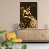 The Letter - Woman Reading in Soft Light By Jean-Baptiste-Camille Corot canvas wall art - Image 5