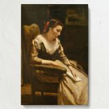 The Letter - Woman Reading in Soft Light By Jean-Baptiste-Camille Corot canvas wall art - Image 7