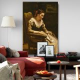 The Letter - Woman Reading in Soft Light By Jean-Baptiste-Camille Corot canvas wall art - Image 8